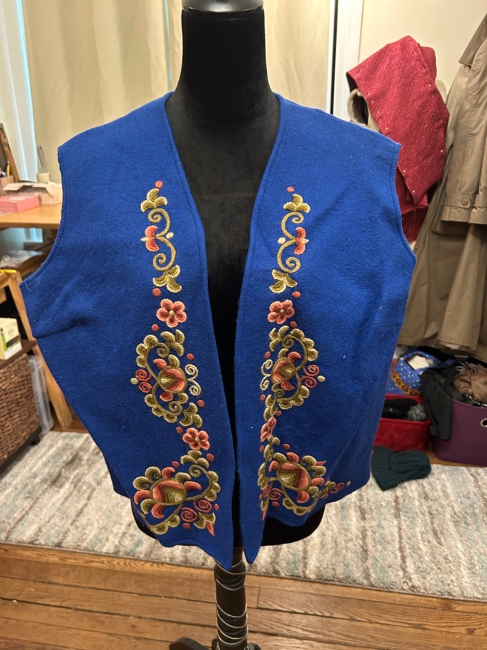 Hungarian Blue Embroidered Women's Sweater Vest
